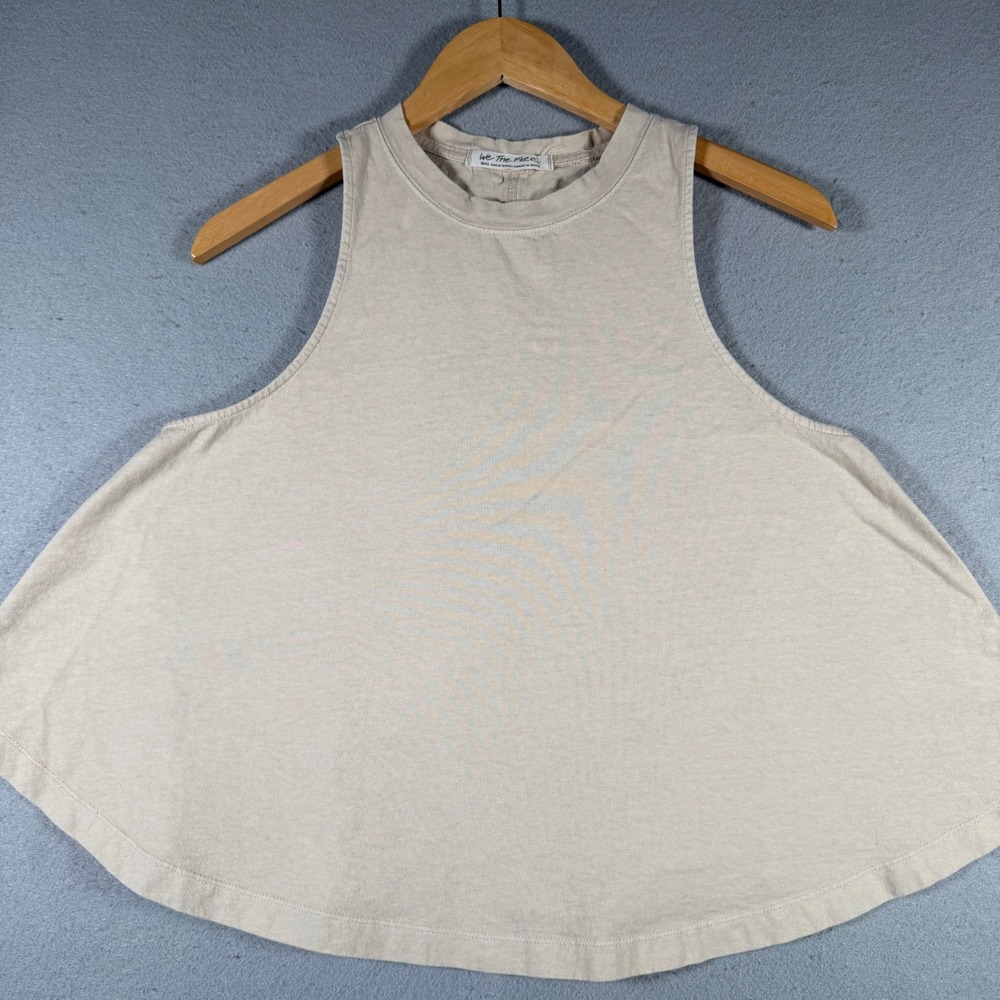 We The Free Free People Beige High Neck Flared Tank Top Sleeveless Small